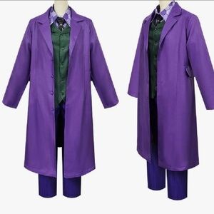 Dark Knight Heath Ledger Joker Costume Premium Halloween Cosplay Set/Wig Large